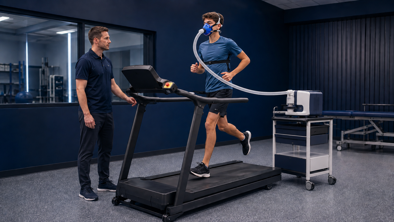 Youth athlete completing a supervised treadmill metabolic assessment
